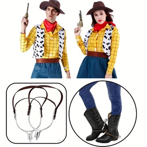 Espuelas de Vaquero Ligeras de Plástico Marrón que se Fijan a las Botas, Espuelas de Metal Resistentes con Acabado Pulido y Correas Ajustables - Product Image 6