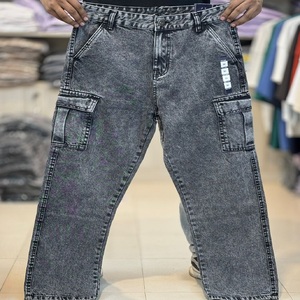 Jean baggy unisexe en denim à 6 poches, coupe large, pour hommes et femmes, coupe ample, grande taille, surplus, excédent de stock, FOB 4,80-5,80 $ - Product Image 2