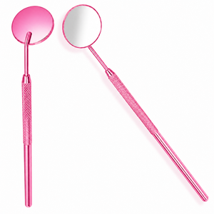 <b>Pink</b> Round Handheld Makeup Mirror Metal <b>Frame</b> Single Side - Product Image 6
