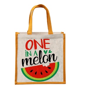 Bolso de compras de Navidad ecológico impreso personalizado Material de yute con automango y tasa competitiva teñido a mano - Product Image 1