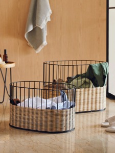 Juego de Cestas Ovaladas de Ratán con Marco de Hierro, Cestas de Almacenamiento Hechas a Mano, Ratán Natural, Modernas y Multifuncionales, Hechas en Vietnam - Product Image 2