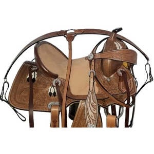 Selle de cheval en cuir véritable de qualité supérieure, style western, pour l'équitation, avec étriers et sangles réglables, fabrication sur mesure OEM - Product Image 3