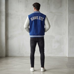 Veste universitaire en laine surdimensionnée pour homme Hawk Eye Sports, style streetwear, hiver, boutonnée, grande taille, séchage rapide, devant - Product Image 5