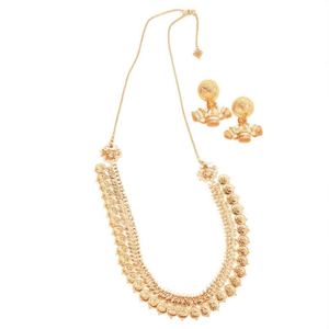 Fashion Jewelry Set Kasu Mala Neckset with Jhumki Earrings - Product Image 1