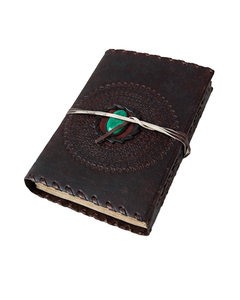 Diario de Cuero Mandala, Cuaderno de Cuero con Piedras Preciosas, Diario de Viaje Hecho a Mano, Diario de Escritura Vintage, Papel con Borde Irregular, Regalo - Product Image 3