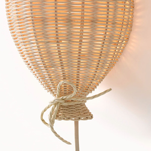 Natural High Quality Handcrafted Rattan Balloon Wall Sconce Lamp <b>Plug</b>-<b>in</b> Night <b>Light</b> Suitable For Nursery & Kids Room - Product Image 3