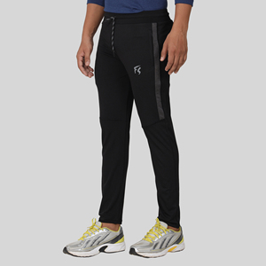 Pantalon de survêtement sport bleu quatre directions avec bande latérale, logo personnalisable, impression HD, délavage coloré, 100 % polyester, séchage rapide, tailles homme M/L/XL - Product Image 3