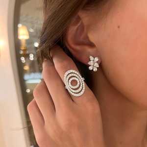 Diamond Cluster Earrings 14K Solid Gold Wholesale French <b>Clip</b> Pear Cut Lab Grown Classic Luxury Elegant Bridal Fine Jewelry Pair - Product Image 6