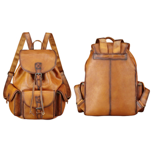 Leather <b>Backpack</b> Handmade Genuine Leather <b>Lady</b> Personalised Laptop Trekking Hiking Bag 20-35L Men Women - Product Image 1