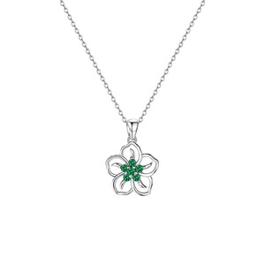 Collier pendentif pour femme en argent sterling S925, design fleur ajourée, pierre améthyste, rhodié, style bohème - Product Image 5