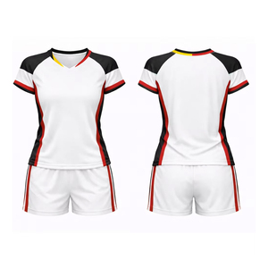 Unisex Adult White Volleyball Uniform Set Sublimation Printed Breathable 100% Polyester Jersey Shorts - Product Image 6
