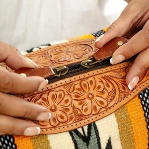 Hand <b>Tooled</b> Dopp <b>Kit</b> for Men & Women Western Cowhide Floral Hanging Toiletry <b>Bag</b> Genuine Leather Makeup Organizer Cosmetic <b>Bags</b> - Product Image 4