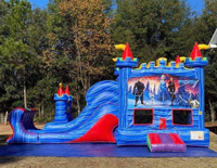 Château gonflable commercial en PVC avec toboggan et aire de saut, taille personnalisable et garantie de 3 ans pour les fêtes d'enfants