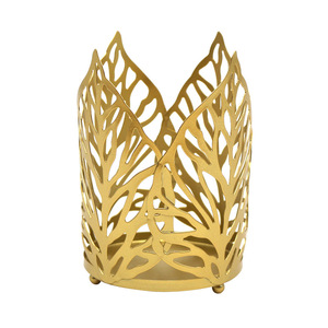 Gold <b>Leaf</b> Metal Tea Light Candle Holder Luxury Hollow Out Votive Chandelier For Home Decor Wedding Party Centerpiece Ornaments - Product Image 1
