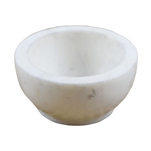 Bol décoratif de table en marbre blanc brillant, design rond, pour hôtel et maison - Product Image 2