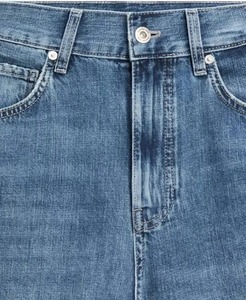 Classic Blue and Black Cotton <b>Boot</b> Cut Jeans-Vintage Eco-Friendly Knee-Length Hand-painted Ripped Womens Jeans - Product Image 5