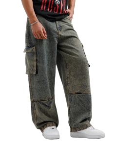 กางเกงยีนส์ทรงหลวมสไตล์ลำลองสำหรับผู้ชาย แฟชั่นสตรีทแวร์ ผู้ผลิต OEM กางเกงยีนส์ทรงหลวมสีอ่อนสำหรับผู้ชาย - Product Image 1