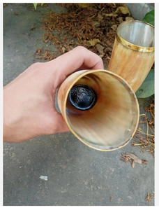 Buffalo Horn Drinking Cup Natural Shape Eco Friendly Handmade Horn Glass Style Gift for Holiday Decor - Product Image 1