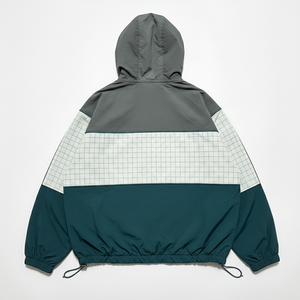 Men's Hooded Color Blocking wind Jacket With Patch Design Windproof Zipper Front Sporty Style Autumn Wear - Product Image 4