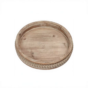 Bandeja de Servir Geométrica Multifuncional con Cuentas Talladas para Madera, Diseño Rústico Tradicional Hecho a Mano, Plato Decorativo para Cocina y Comedor - Product Image 5