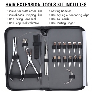Kit de Herramientas Profesional de Acero Inoxidable para la Instalación de Extensiones de Cabello, Herramienta para Engarzar Cuentas - Product Image 2
