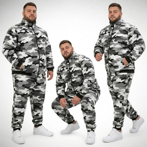 Men Camo Printed Full <b>Zip</b> Tracksuit Plus Size Heavyweight Training Jacket Casual Jogger Set Men French Terry Zipper Track Set - Product Image 4