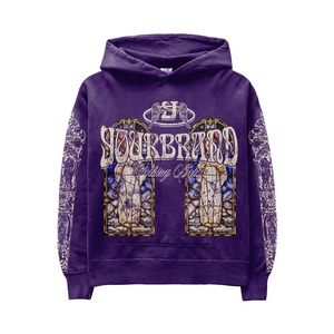 Ensemble de survêtement unisexe pour homme avec sweat à capuche zippé et pantalon évasé, effet vieilli, broderie, délavé à l'acide - Product Image 4