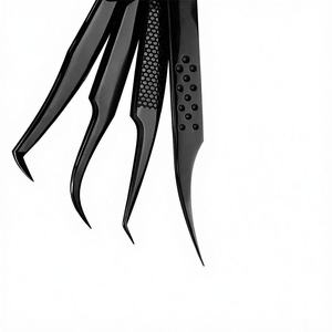 Pinzas de Precisión para Pestañas DANTRIC IMPLANTS de Acero Inoxidable Negro, Juego de Pinzas en Forma de L de 45 y 90 Grados con Punta Suave y Agarre Perfecto - Product Image 3