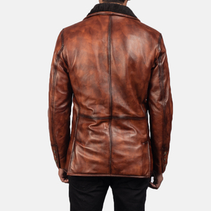 <b>Men</b> Leather <b>Coat</b> Button Front <b>Long</b> Outerwear Classic Design <b>Men</b> Leather Fashion <b>Coat</b> Belted Waist <b>Long</b> Leather <b>Coat</b> - Product Image 4