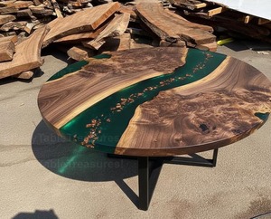 Table de salon en résine écologique artisanale, couleur et taille personnalisées, peinte à la main, forme naturelle - Product Image 4