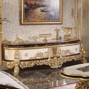 Sofá Seccional en Forma de L de Lujo Tallado Estilo Plaza, Diseño Europeo Antiguo en Dorado, con Esponja, para Apartamento, Hotel, Sala de Estar - Product Image 6