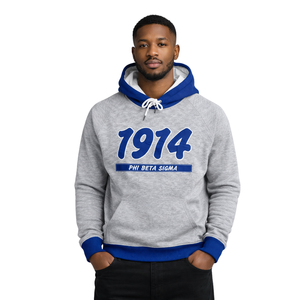 Sweat à capuche gris 1914 Phi Beta Sigma, vêtement de fraternité grecque avec design chenille classique, confort premium et coupe élégante - Product Image 1