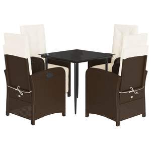 5 Piece Brown Pe <b>Rattan</b> Garden <b>Dining</b> Set With 4 <b>Chairs</b> <b>And</b> <b>Table</b> Outdoor Furniture Weather Resistant Contemporary Style - Product Image 4