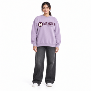 Sudadera de Felpa de Algodón Grueso de Alta Calidad Personalizada para Mujer, Sudadera con Hombros Caídos y Cuello Redondo, Bordada - Product Image 3