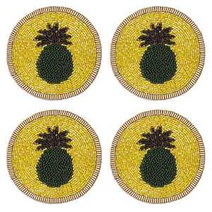 Pineapple Beaded Coaster Handmade Fruit Design <b>Table</b> <b>Mat</b> Tropical Drink Coaster - Product Image 1