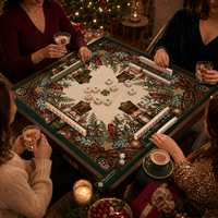 Nouveau Tapis de Mahjong Américain 2026, 33x33 Pouces, Néoprène 3mm, Imprimé Casse-Noisette de Noël, Tapis de Jeu Pliable Moderne Personnalisé