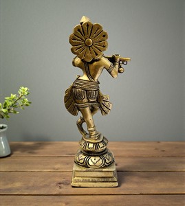 Artesanía de latón Señor Krishna estatua religiosa hindú Dios indio ídolo escultura dotado de interior y al aire libre de modelo - Product Image 4