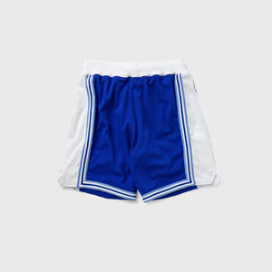 Shorts de basket-ball en maille bleue pour hommes avec bande latérale blanche, respirants, taille élastique, décontractés, athlétiques, style Bermuda - Product Image 4