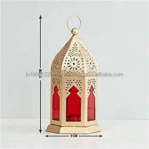 Linterna decorativa de Ramadán recubierta de polvo dorado personalizada disponible, linterna de vela de Metal personalizada para decoración navideña, linterna de mesa - Product Image 4