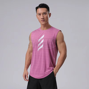 เสื้อกล้ามออกกำลังกายผู้ชาย โพลีเอสเตอร์ ระบายอากาศ แห้งเร็ว สวมใส่สบาย ไม่มีแขน  โลโก้ด้านหน้า  ไซส์ใหญ่  รับออกแบบตามสั่ง บริการ OEM - Product Image 1