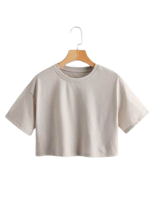 Camiseta Corta de Algodón para Mujer, Manga Corta, Cuello Redondo, Estampada, Informal, Estilo Urbano, Camiseta de Verano - Product Image 6