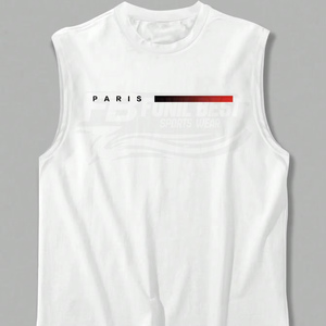 Débardeur décontracté pour homme, col rond, sans manches, en coton doux de haute qualité, respirant, tricoté, pour l'été, le fitness et les activités de plein air, sérigraphié - Product Image 1