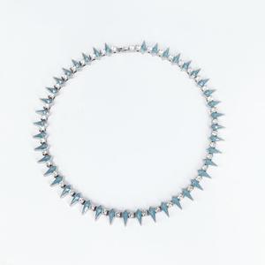 Punk Hiphop Style <b>Statement</b> <b>Necklace</b> Rhodium Plated S925 Silver Lab Grown Crystal Rhinestone Spike Chain Unisex Party Jewelry - Product Image 2