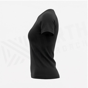 T-shirt de yoga côtelé à manches courtes et col rond pour femme North Approach, noir, anti-transpiration - Product Image 3