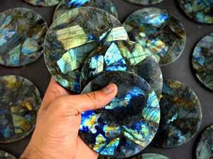 Posavasos de Piedra de Labradorita, Resina Epoxi Redonda, Regalo Decorativo - Product Image 4