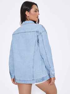 Chaqueta Vaquera Estilo Americano Personalizable, Superventas, para Primavera y Otoño, Larga y Holgada, Abrigo Informal para Mujer - Product Image 2