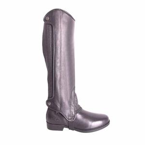 Leather <b>Half</b> <b>Chaps</b> Premium Black Cowhide Horse Riding <b>Half</b> <b>Chaps</b> Green Trim Detail Unisex Horseback Riding Gaiters Durable - Product Image 4