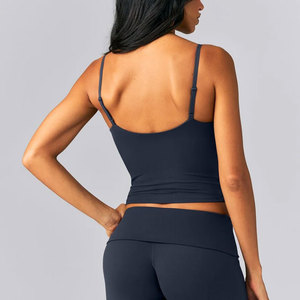 Nouveau design – Débardeur court moulant pour femme, col en V profond, haute élasticité, sans motif, vente en gros - Product Image 2