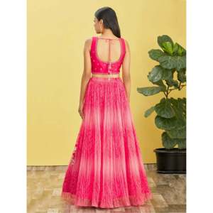 Robe de soirée longue à sequins style A avec broderie miroir rose - Product Image 4
