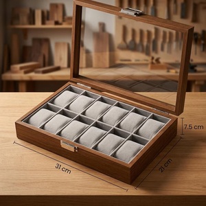 กล่องนาฬิกาไม้ ฝาแก้ว 10 ช่อง กล่องโชว์นาฬิกาไม้วอลนัทสุดหรู ที่เก็บนาฬิกาแบบแขวน เป็นมิตรกับสิ่งแวดล้อม กล่องเก็บนาฬิกาผู้ชาย ของขวัญ - Product Image 3